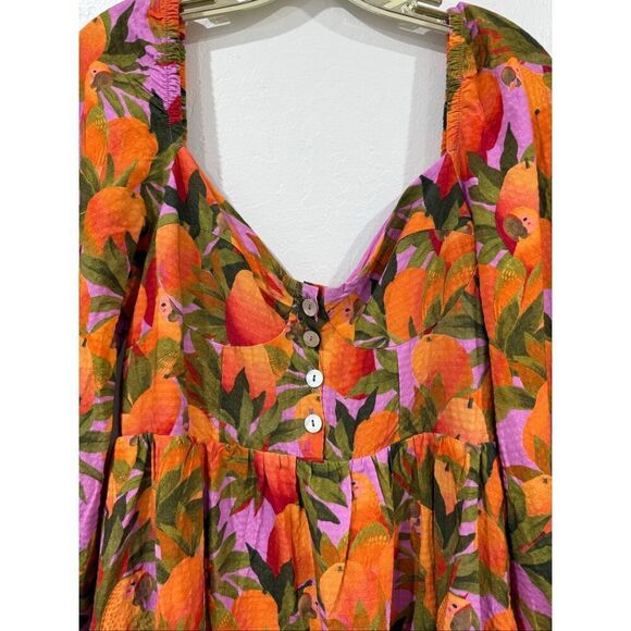 Farm Rio Mango Macaw Mini Dress M - Picture 4 of 9